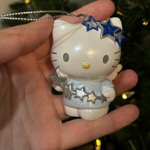 Vintage 2000 Hello Kitty Blue Angel Stars Christmas Tree Hanging Ornament